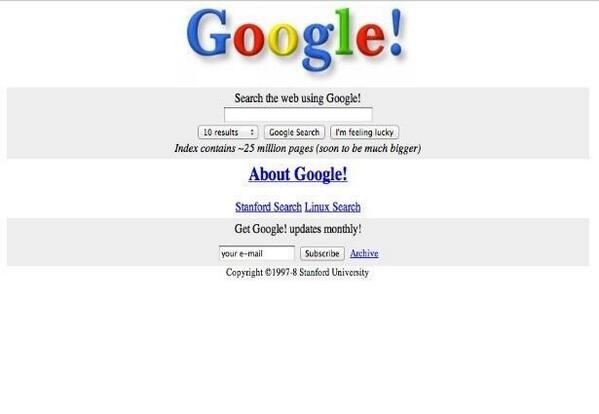 Première image de Google il y a 15 ans
